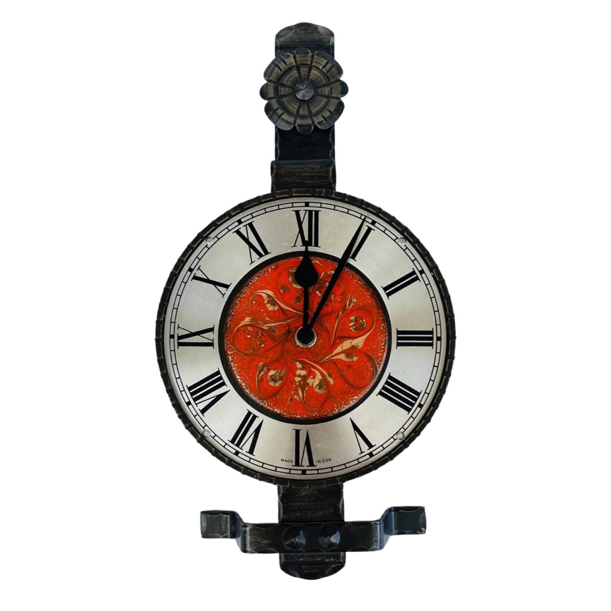 Metalwork electric wall clock VEB Elektrobau Greiz, Germany 1970s