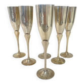 Set of 6 silver-plated champagne flutes – 1970s