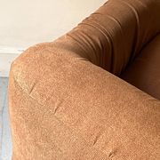 Velvet armchair in peach-orange, Steiner Paris France 1970