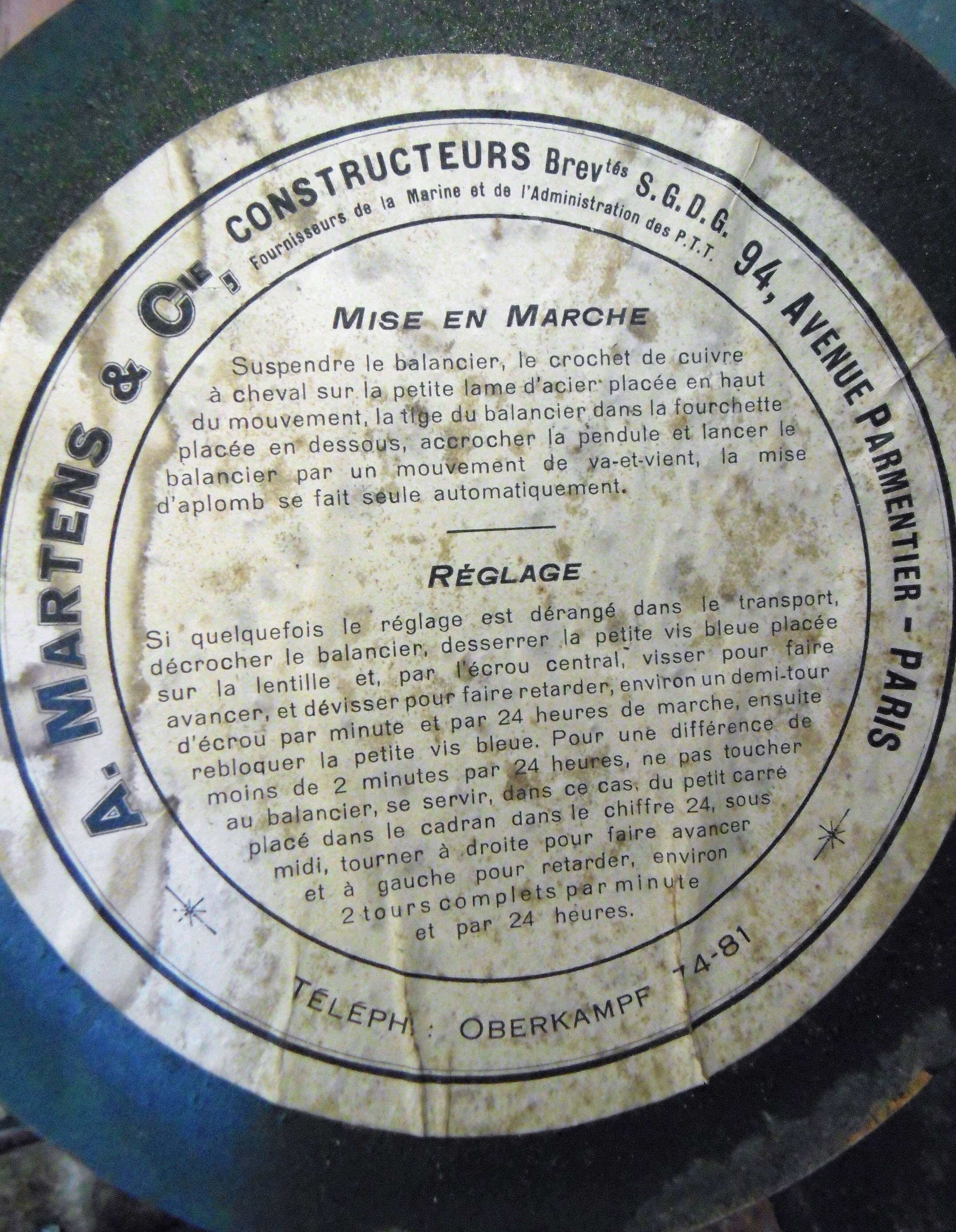 Station or administration clock early xxth a. martens & cie functional