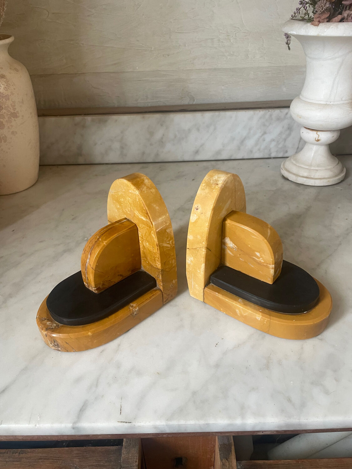 Pair of Art Deco marble bookends