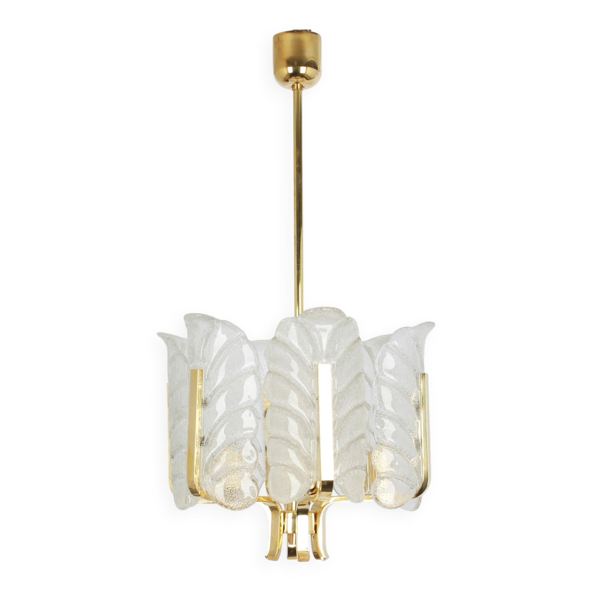Chandelier by Carl Fagerlund Glass leaves Murano, 1960s