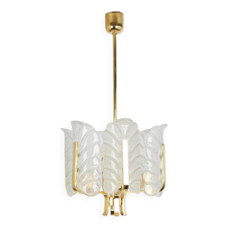 Chandelier by Carl Fagerlund Glass leaves Murano, 1960s