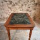 French vintage dining/desk table – oak and walnut – marble top – 1960s writing table with drawer