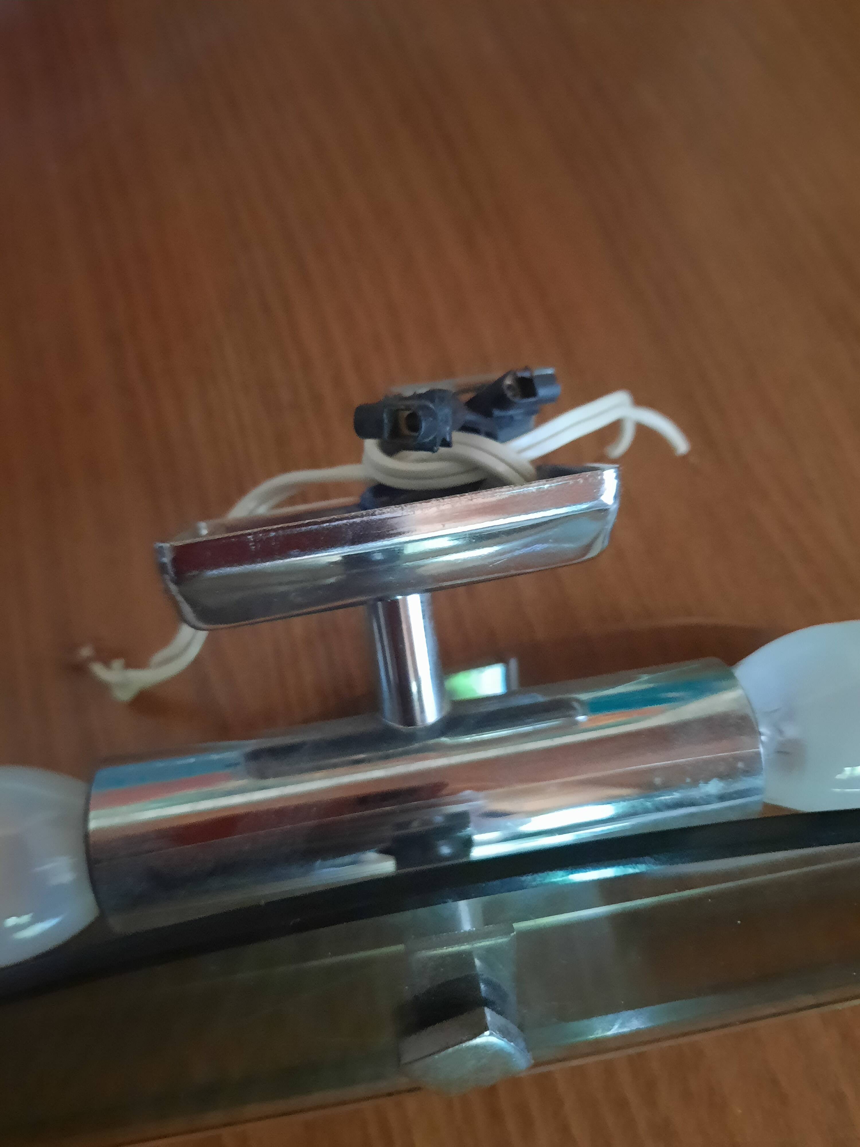 Pair of smoked glass and chrome wall lights