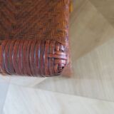 Two-seater banquette in woven rattan, wood and bamboo, 1980s.