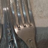 11 silver plated dessert forks, Ercuis LXV 29, 18.9cm