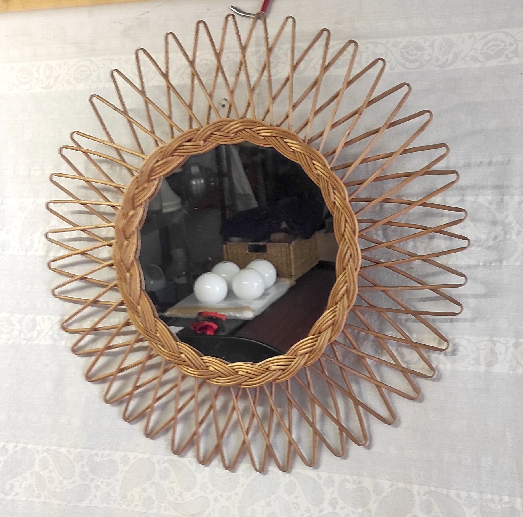 Rattan sun mirror – 50s/60s