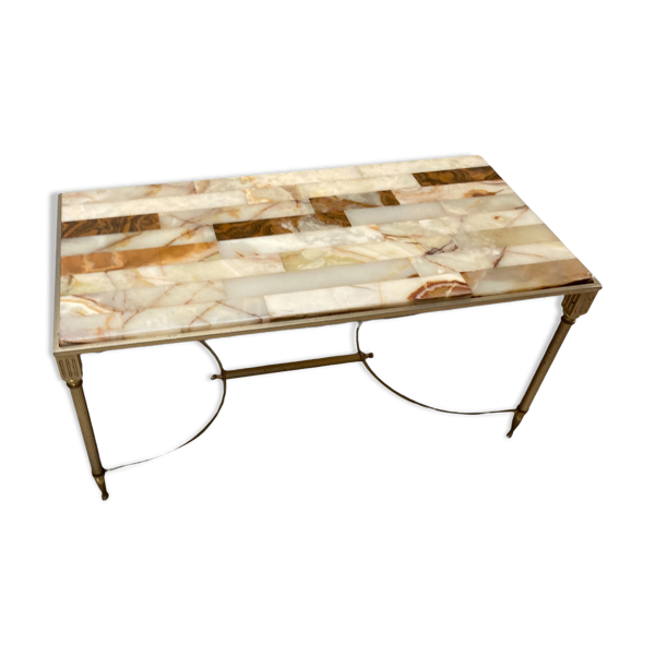 Table basse hollywood regency italienne en marbre