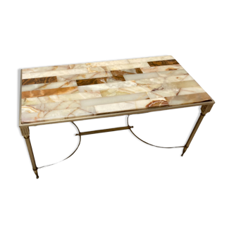 Table basse hollywood regency italienne en marbre