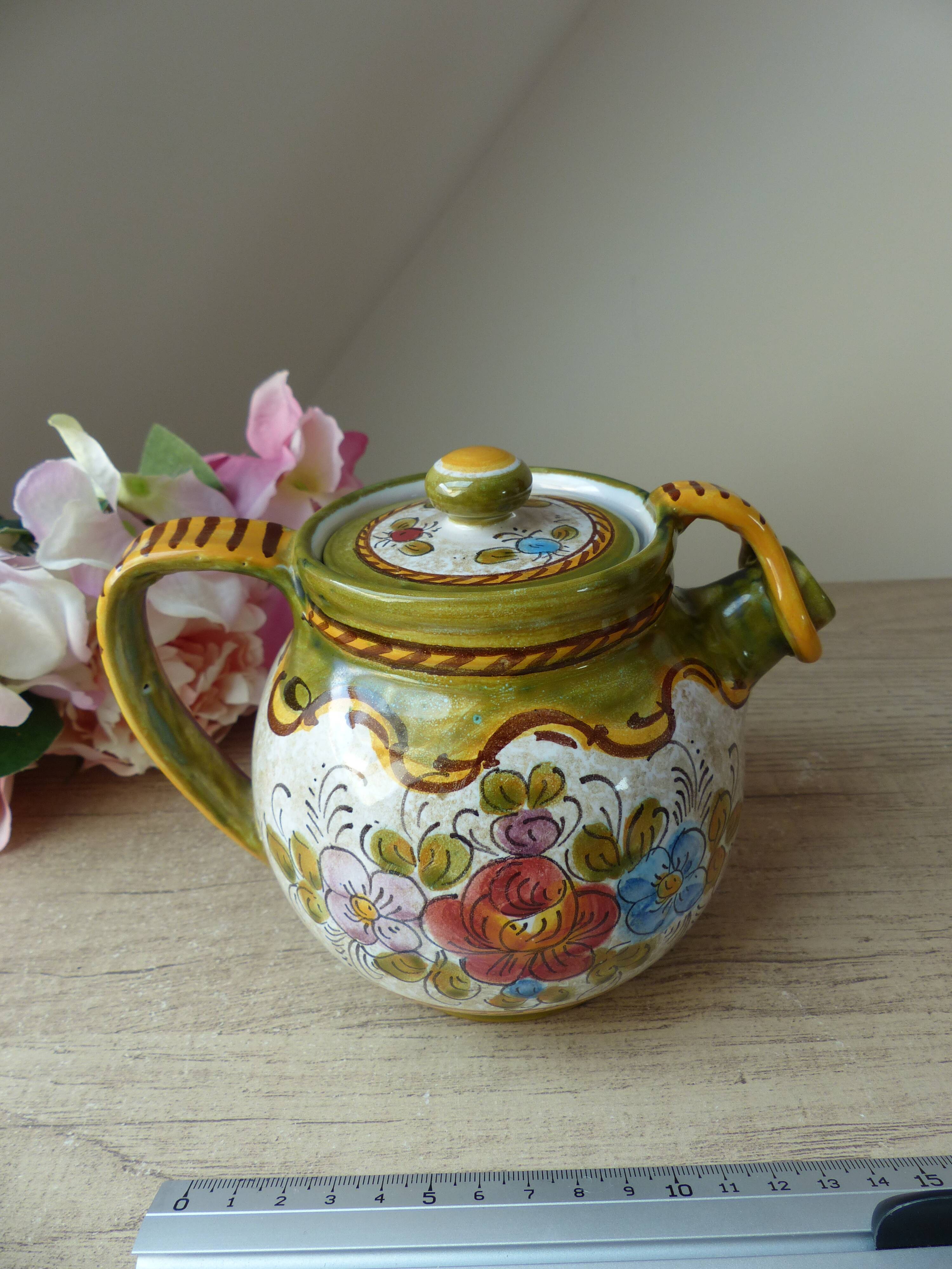 Pitcher, tiled kid from Deruta, Italy, Vintage