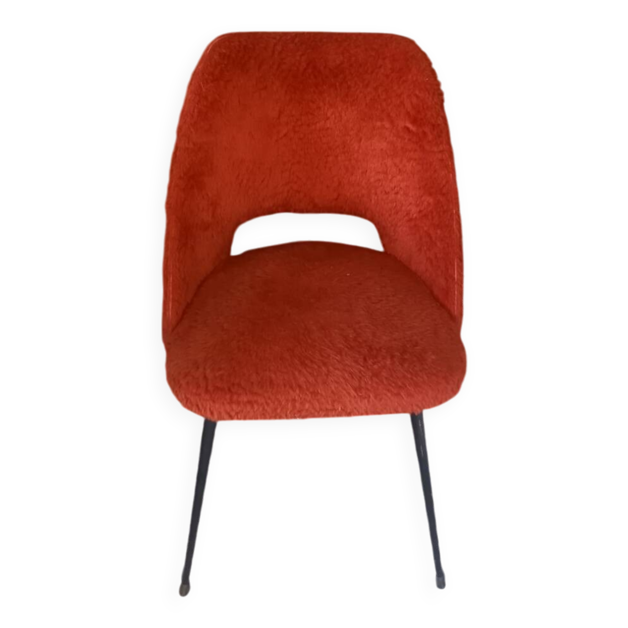 Red furry chair