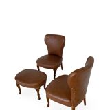 Set of the side chairs and stool for leg, 1950s.
