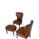 Ensemble de chaises d'appoint et tabouret pour pied, années 1950.