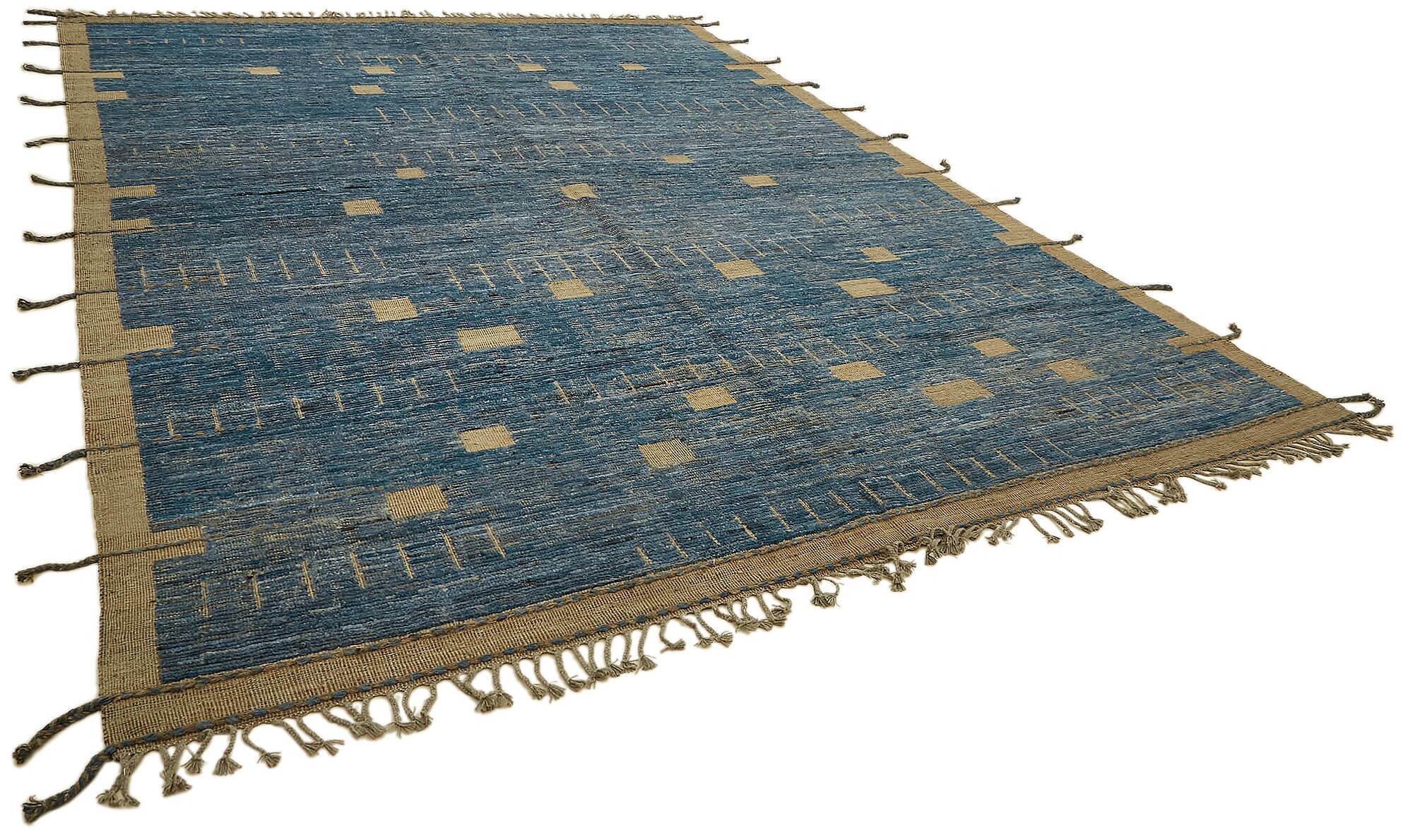 Handmade Turkish One of a Kind 281 cm x 380 cm Blue Wool Carpet