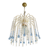 Suspension style Murano en cristal de Bohême et pampilles bleues
