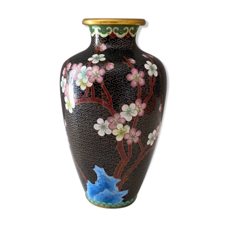 Cloisonne vase, vintage enamel vase