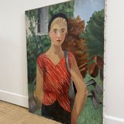 Portrait de femme, Huile sur toile, Th. Lantz