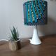 table lamp trumpet foot, modern graphic printed wax shade