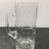 Pichet carafe verre soufflé transparent avec gravure aigle cuisine vintage