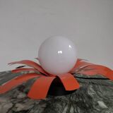 Orange metal flower lamp, 1970