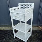 Bamboo shelf and loose white rattan