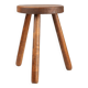 French hand crafted brutalist rustic low tripod stool in solid wood