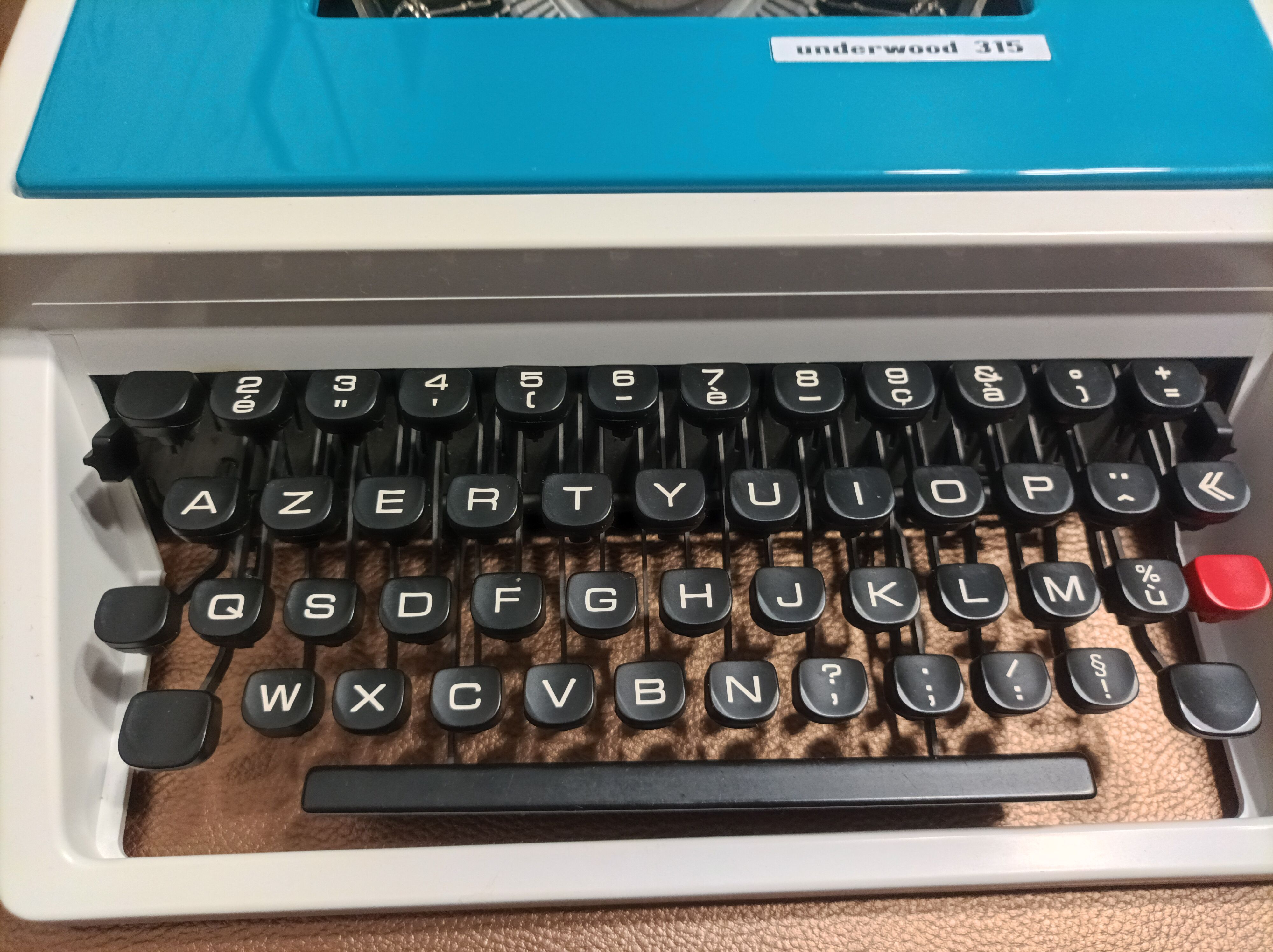 Blue Underwood 315 typewriter