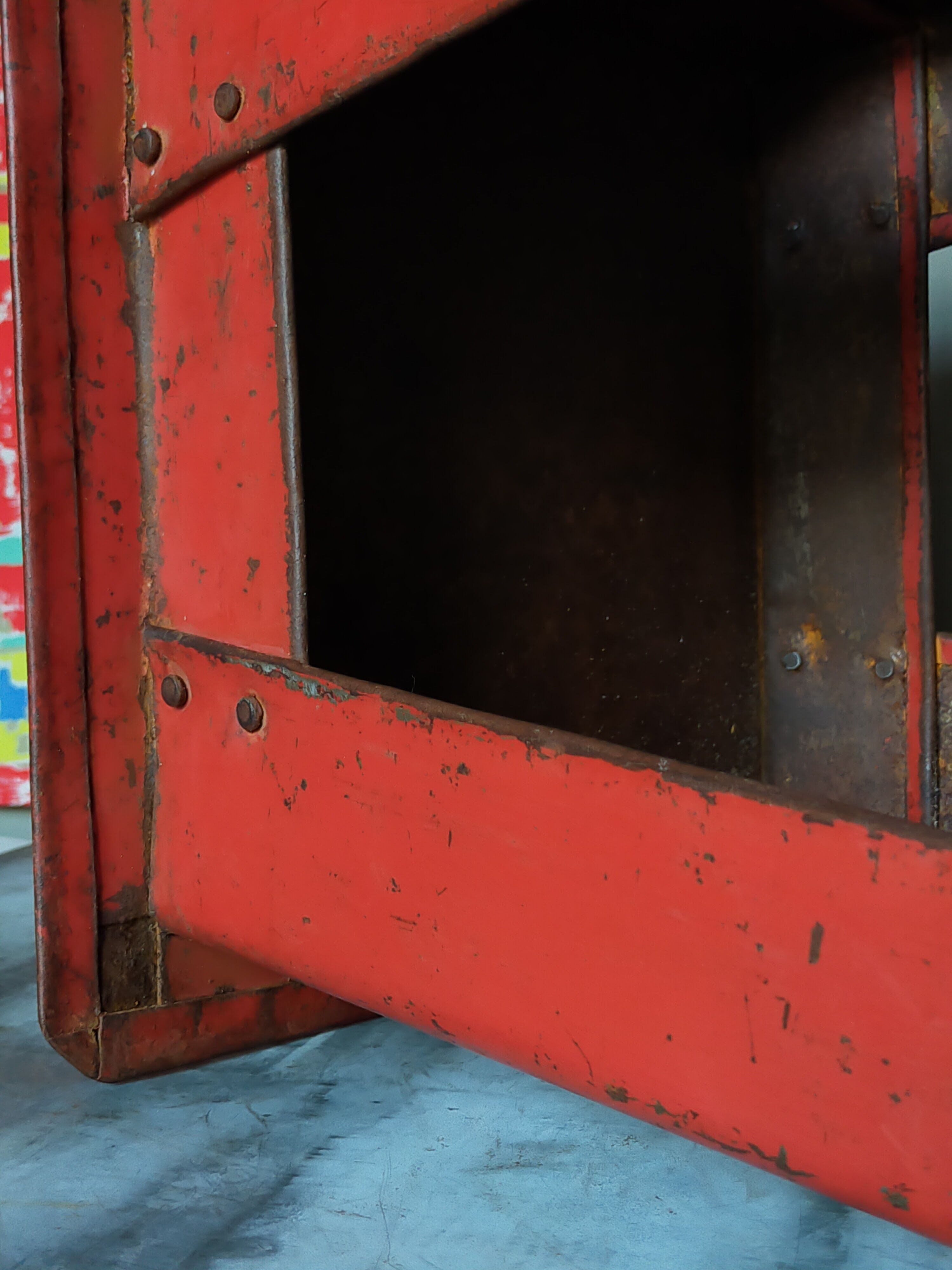 Vintage industrial stool made of recycled sheet metal