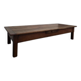 Rustic farmhouse coffee table with two drawers, solid oak, 19th century - 1.97m