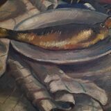 Nature morte au poisson huile sur toile