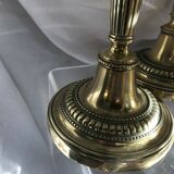 Pair of candlesticks in bronze and brass 18th century Louis XVI era