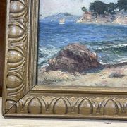 Seaside near Toulon - Oil on cardboard, signed Victorès