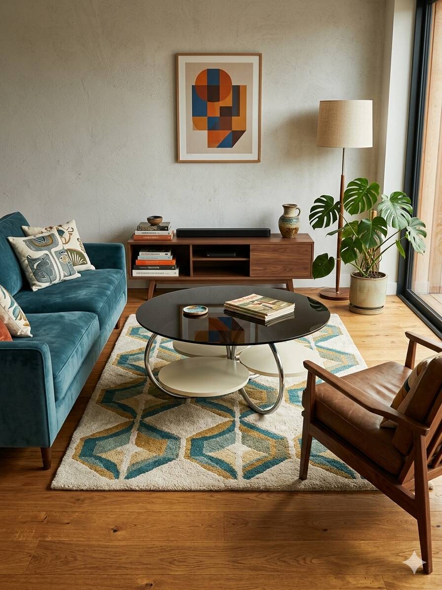 Table basse en verre fumé pied chromé des années 70