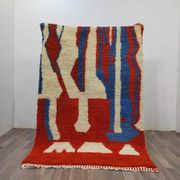 Off-white Moroccan rug with colorful patterns, 200cm x 300cm