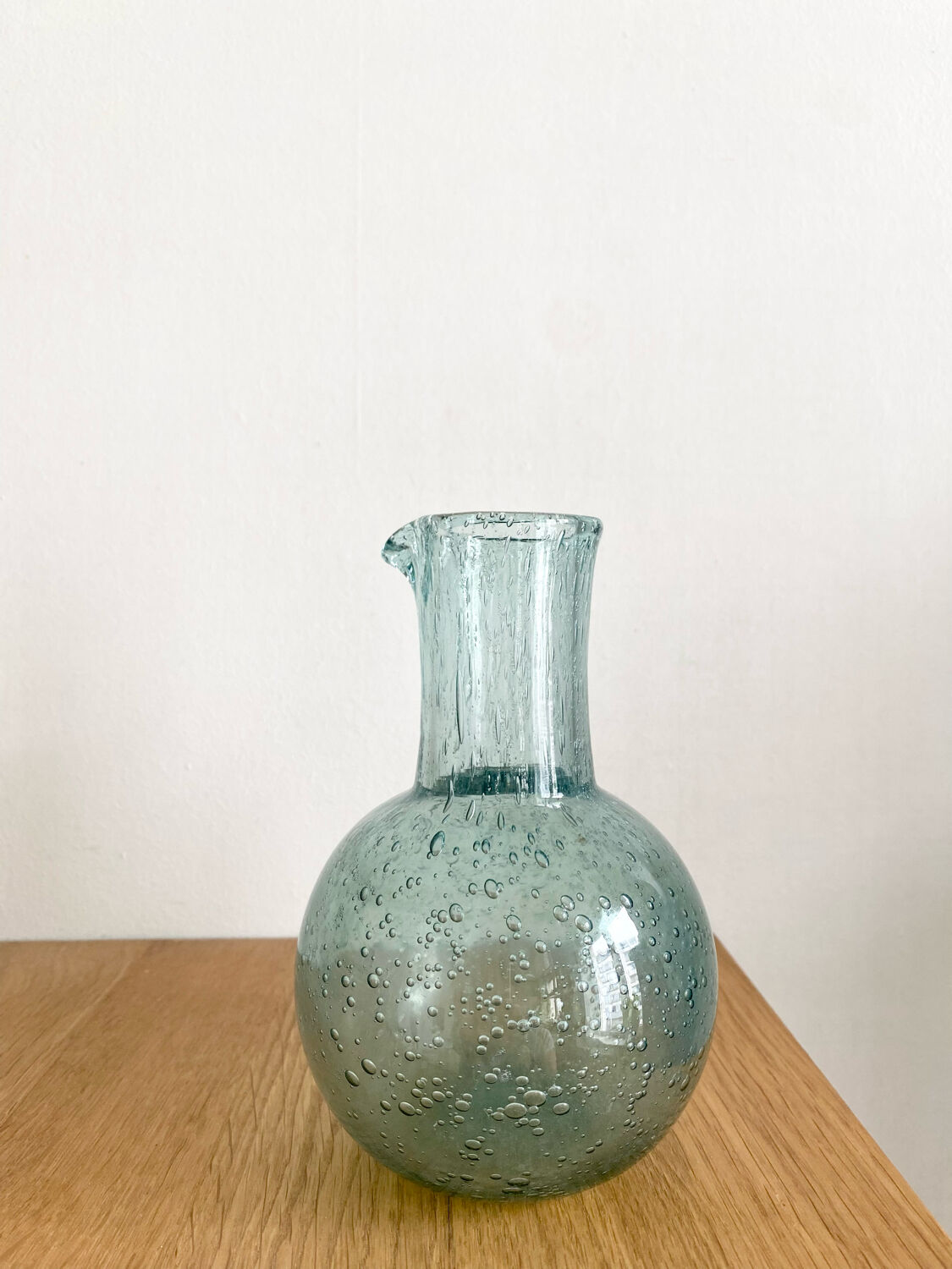 Blue bubbled glass decanter