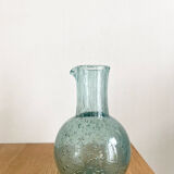 Blue bubbled glass decanter