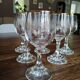 Set of 6 ancient white wine glasses in engraved crystal and gold border