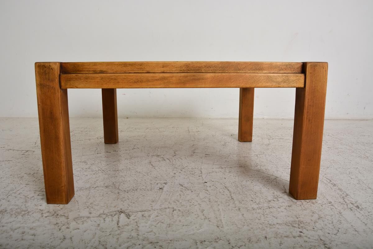 Coffee table 60s, opaline and wood
