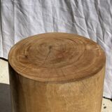 Stool, side table, cylindrical solid mango wood end table.