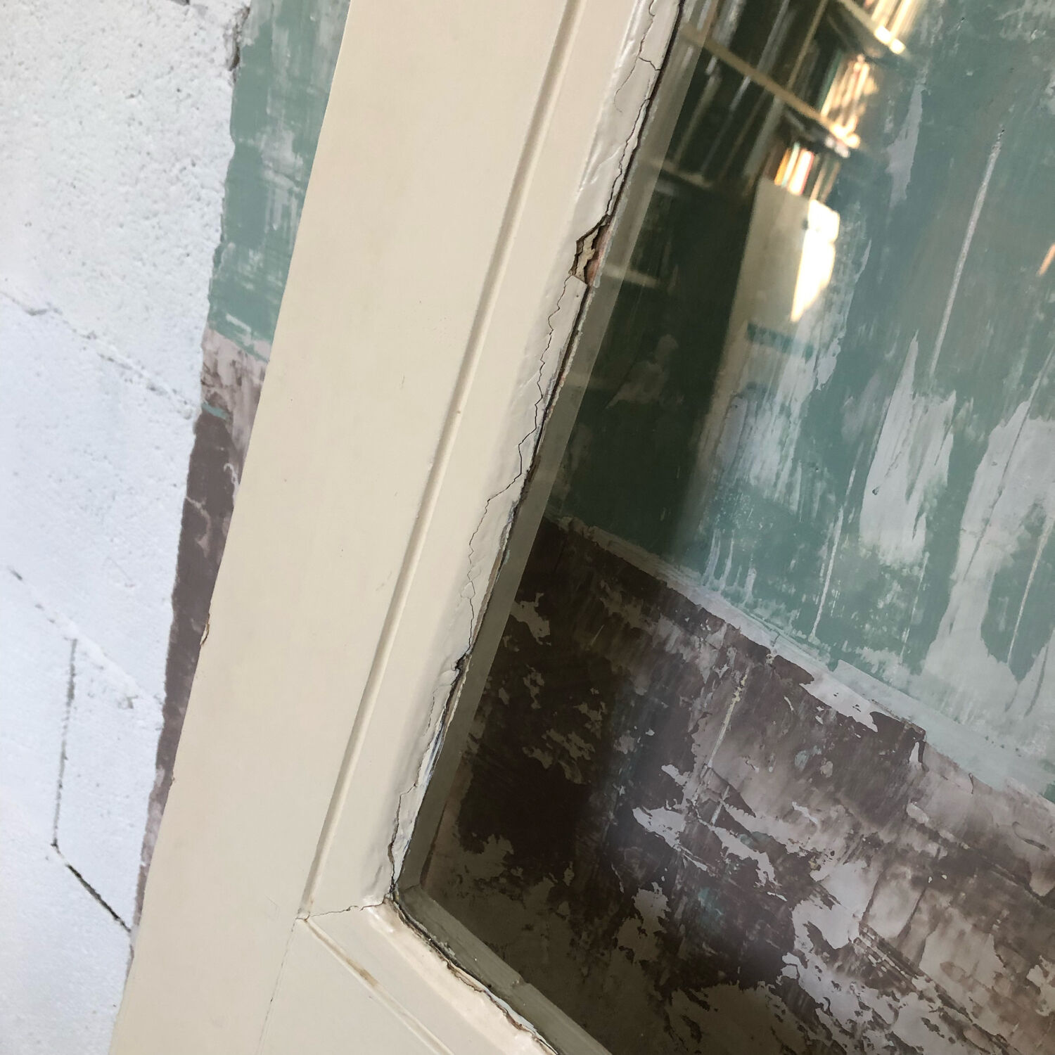 Old wooden glass door