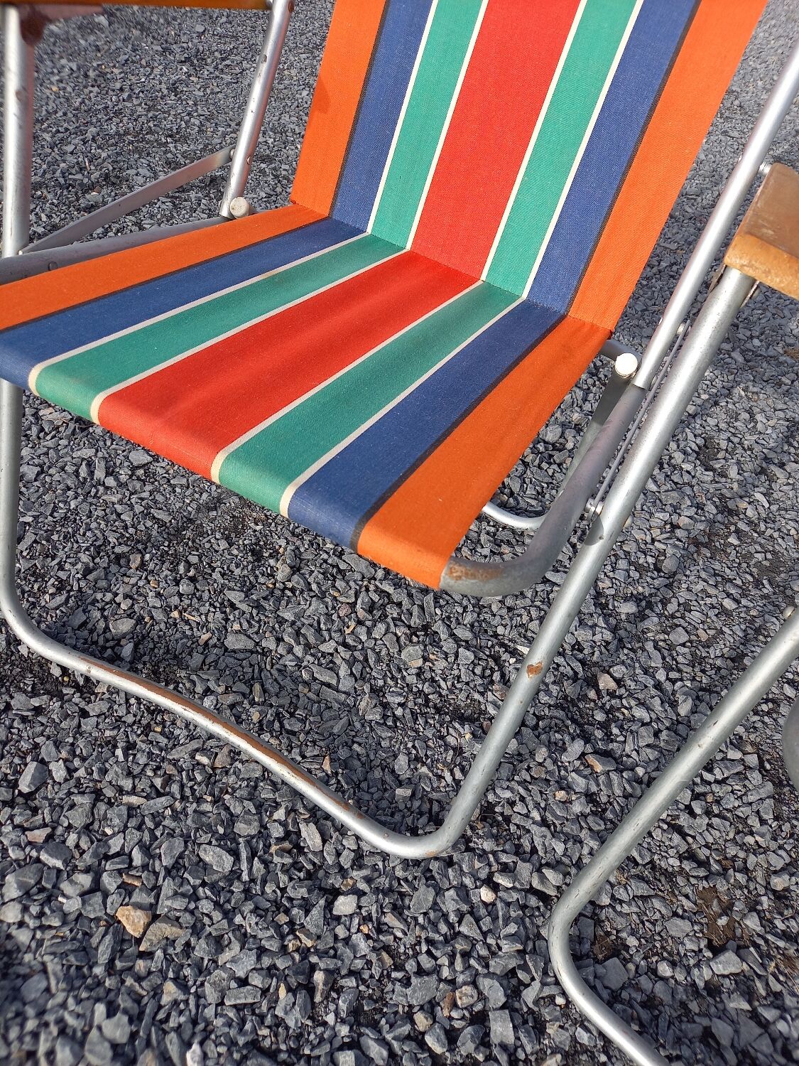 2 folding armchairs camping or beach vintage 1970