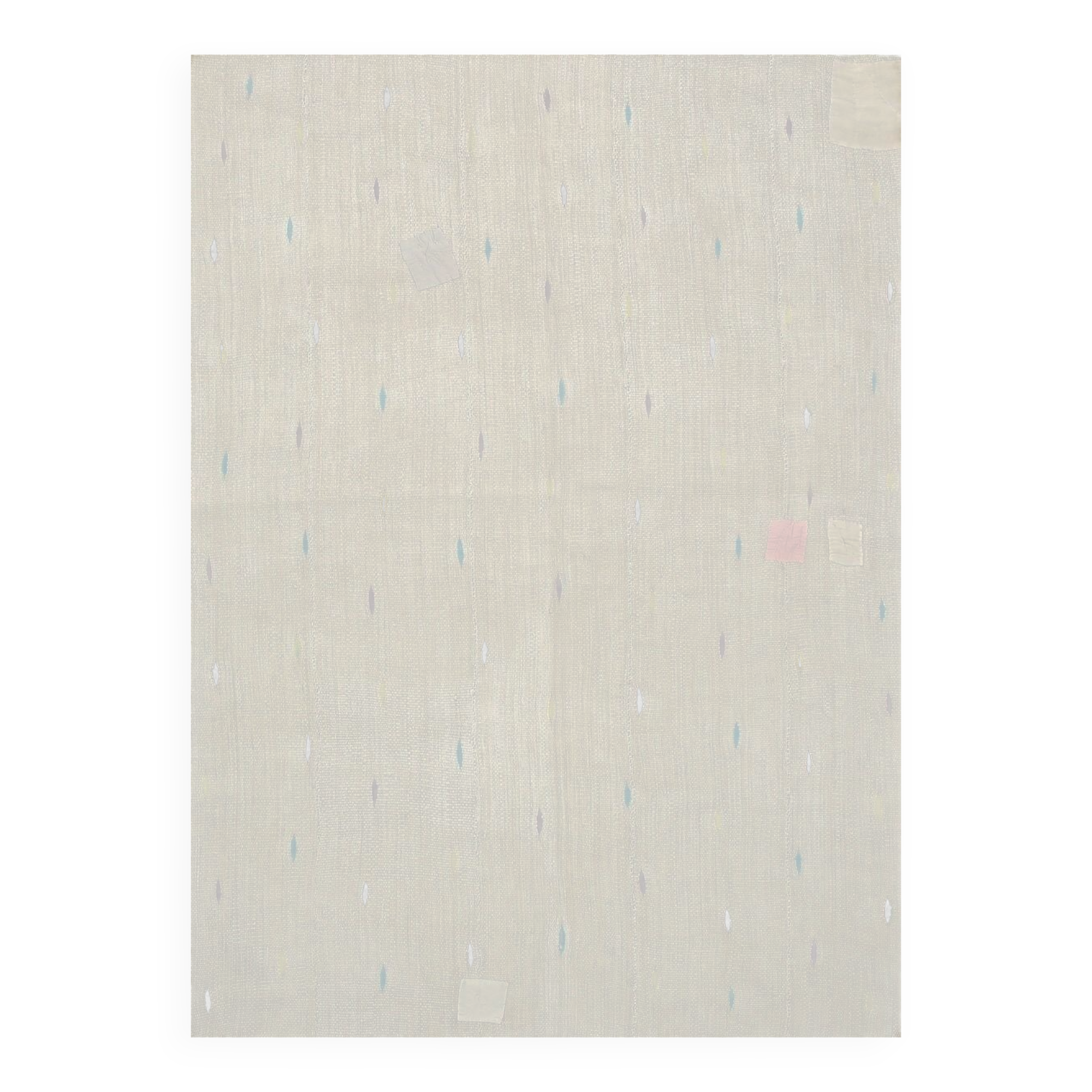 Tapis Kilim Minimaliste Beige Naturel à Motifs Ethniques, 164x225 Cm