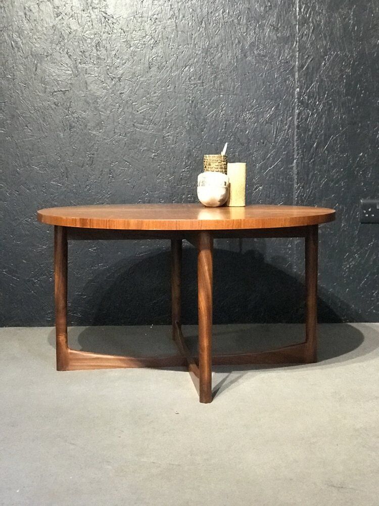 Mid-century round teak collection Starburst coffee table by Tom Robertson for McIntosh