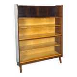 Donker vintage fineer design vitrinekast Jirak, boekenkast
