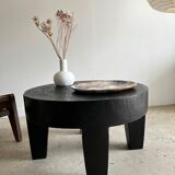 Coffee table en bois massif monoxyle noir