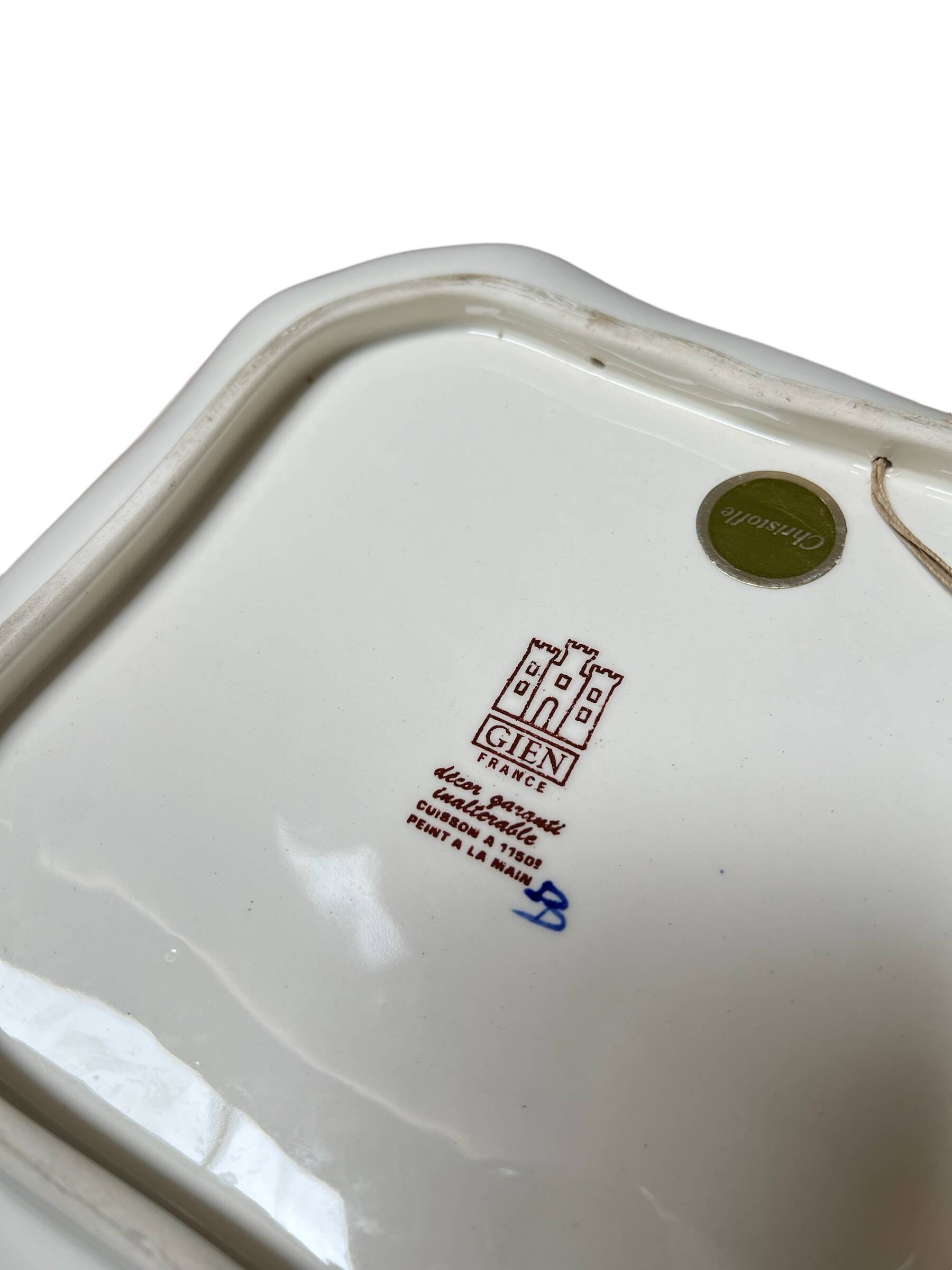 Gien earthenware dish, peony decoration