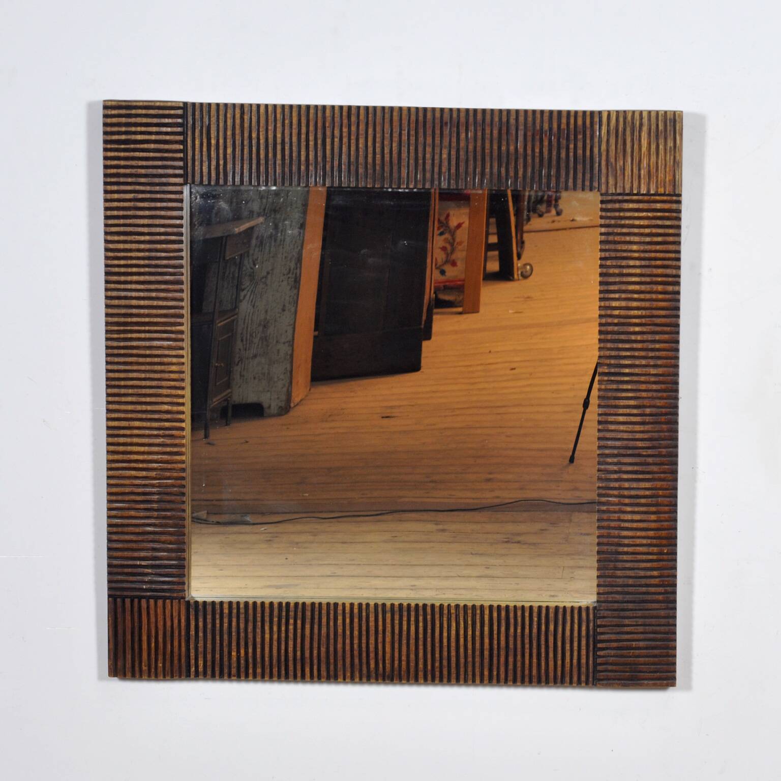 Oak brutalist mirror, 1970s