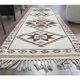 1970s Vintage Turkish Hand-Knotted Wool Cotton Beige Runner Rug  90x340