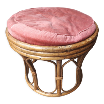 Pouf bamboo stool basket maker vintage Savoyard